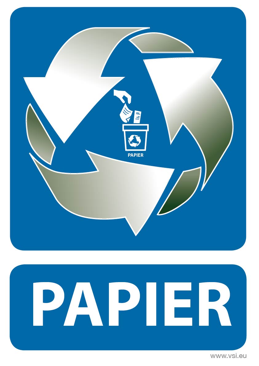 Voorbeeld van een gepersonaliseerde afvalsticker met aangepaste tekst papier